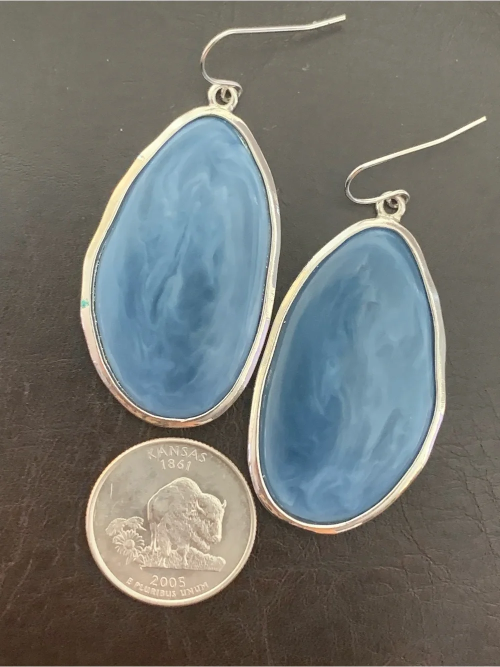Blue Stone Agate Earrings - Picture 4 of 5